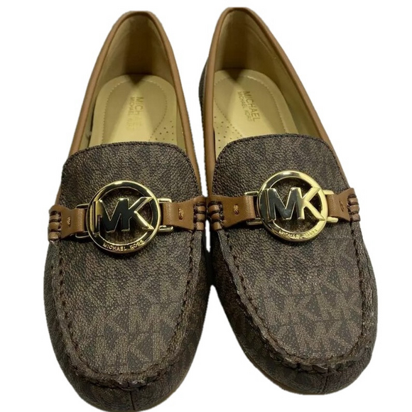 NEW MICHAEL KORS Womens Fulton Logo Moccasins Size 6.5 Cushioned Comfort Brown - Picture 1 of 8